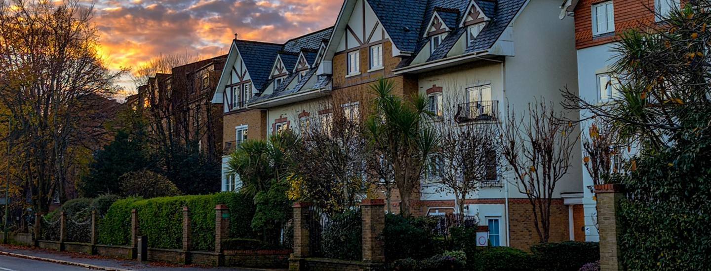 bournemouth houses row sunset
